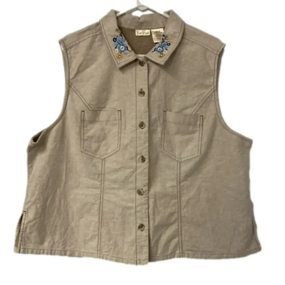 Bobbie Brooks Women Plus Size 22W Embroidered‎ Vest 100% Cotton - Picture 1 of 11